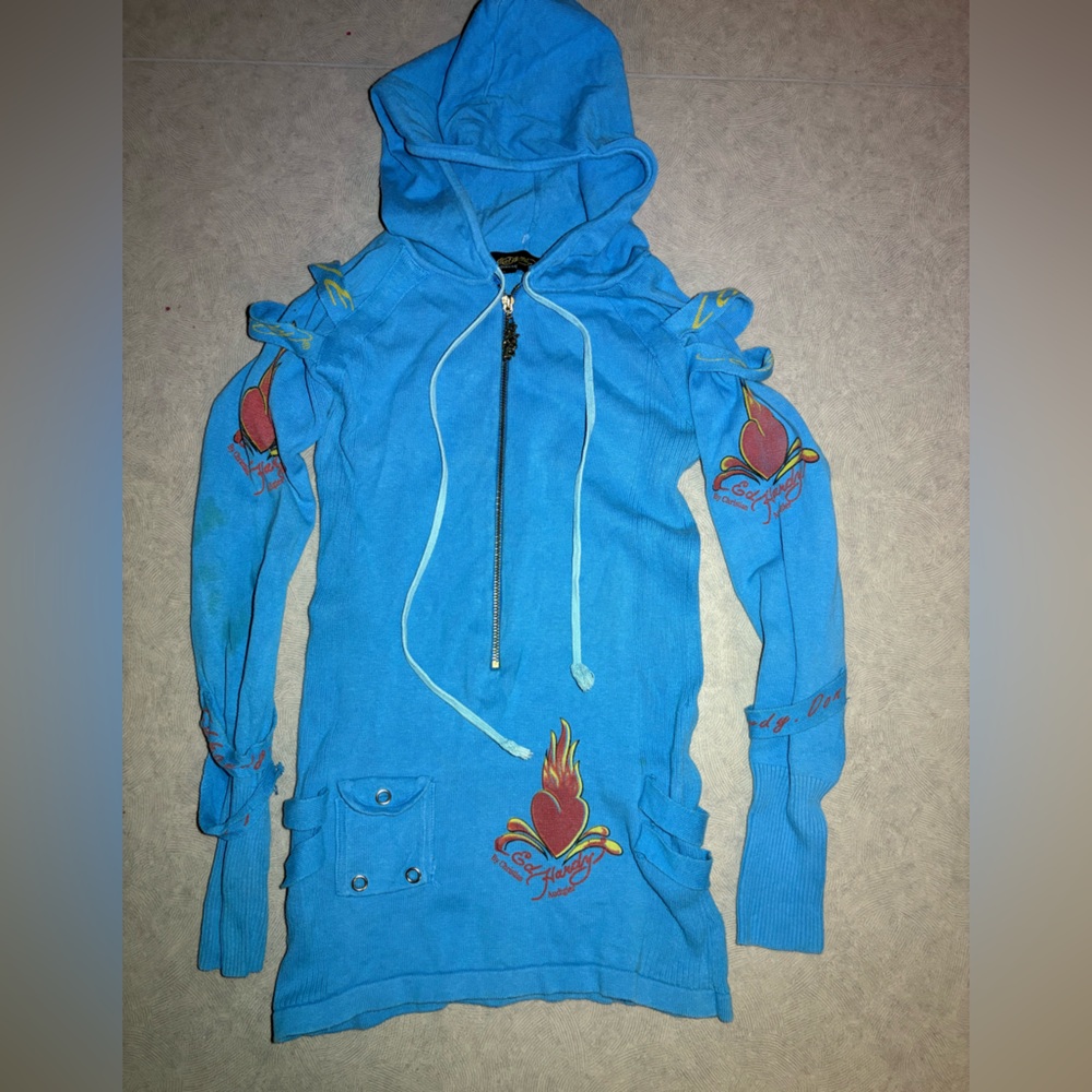 Vintage Ed Hardy "Love Kills Slowly" Ribbed Zip Hoodie